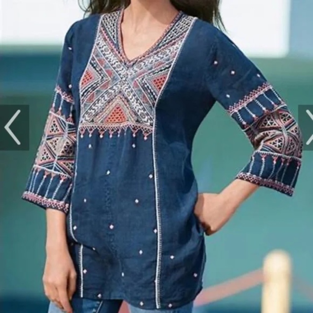 Johnny Was THORA V-NECK TOLEDO TUNIC Size Large